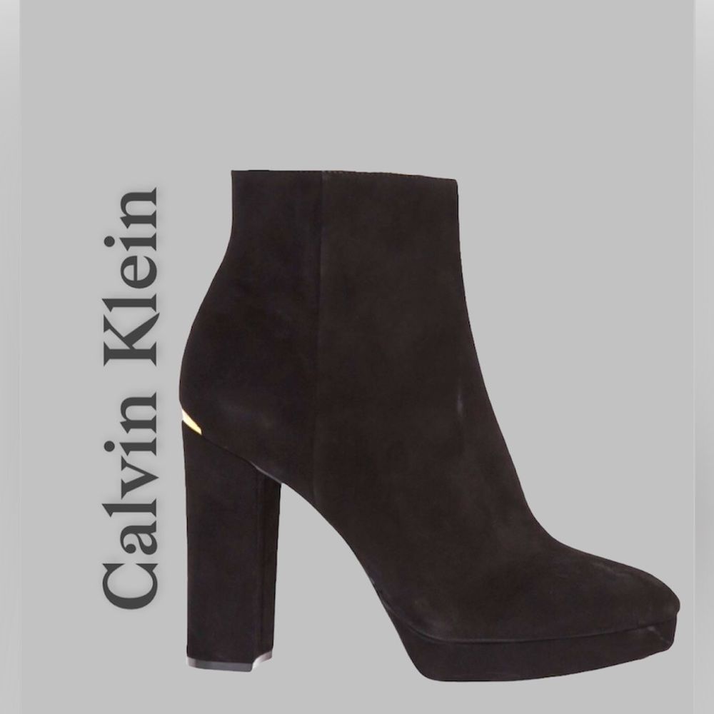 🛑BOGO🆕Calvin Klein Black Suede High-Ankle Fashion Boot